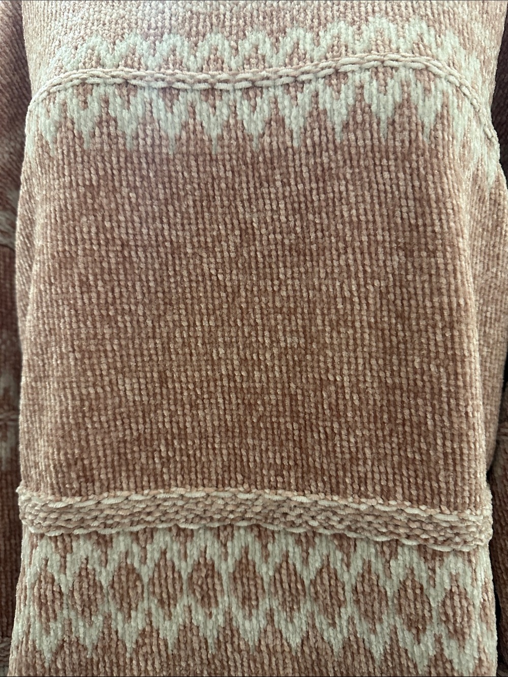 Cozy Mock Neck Fair Isle Sweater - Dusty Rose/Cream - Picture 3 of 3